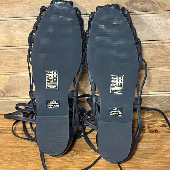 Free People Harlow Woven Wrapped Flats Shoes Women’s Size 8.5 Straps Goth Boho - Picture 7 of 9